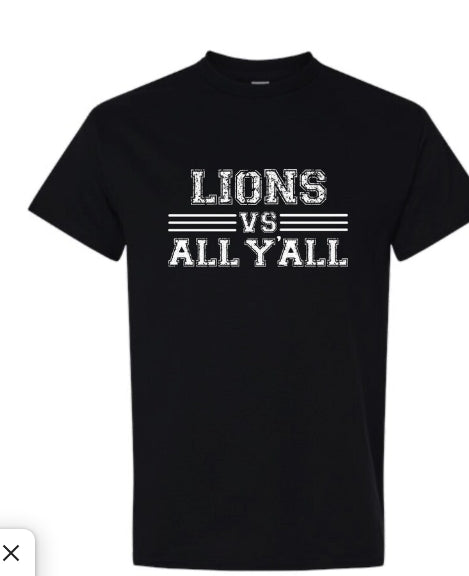 LIONS VS. ALL Y'ALL T-SHIRT - LUTHER PRIDE