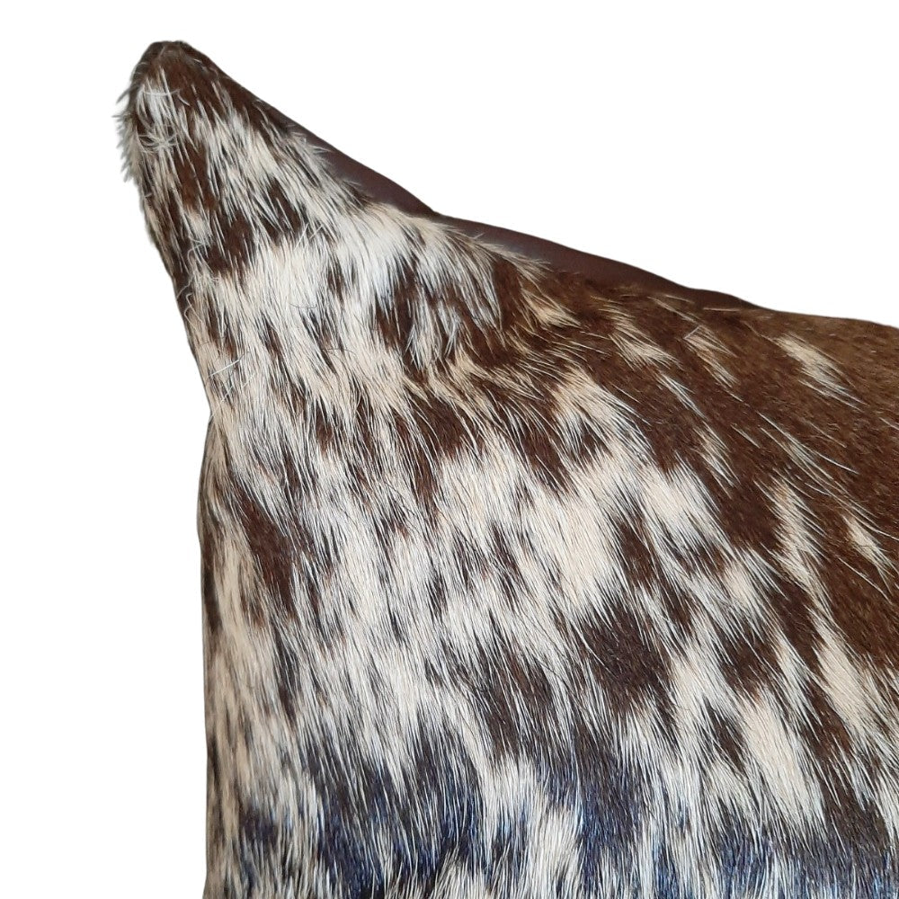 Cowhide & Leather Accent Pillow – Genuine Leather with Unique Natural Pattern