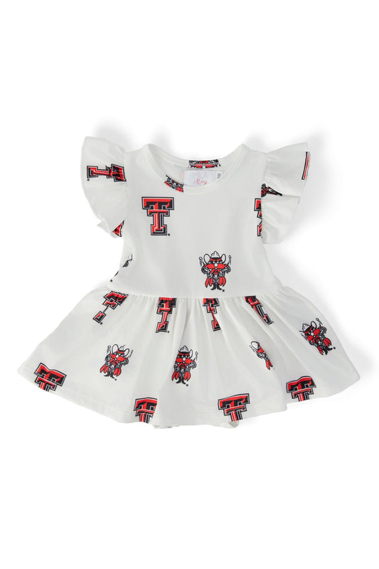 Texas Tech White Raider Red Flutter Twirl Bodysuit