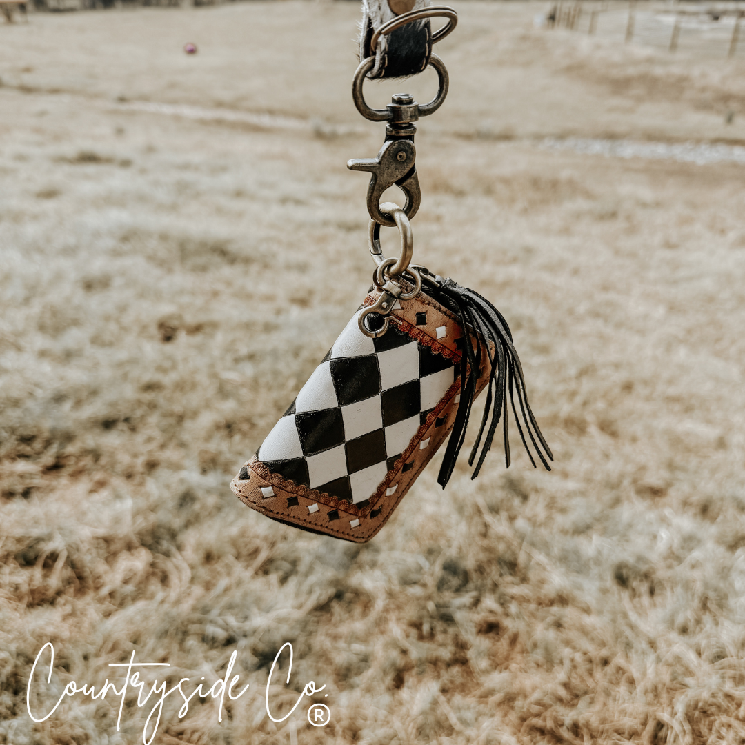The Sidekick Checkered Mini Wallet Keychain