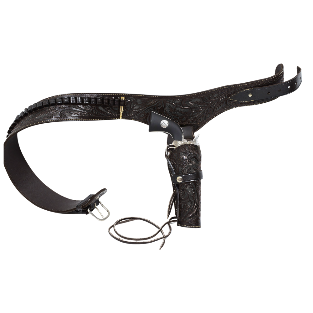 44/45 Caliber Revolver Leather Holster Belt - Black