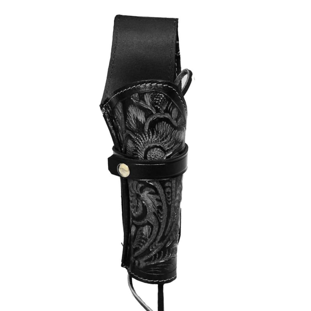 Hip Draw Tooled Leather Holster - Black