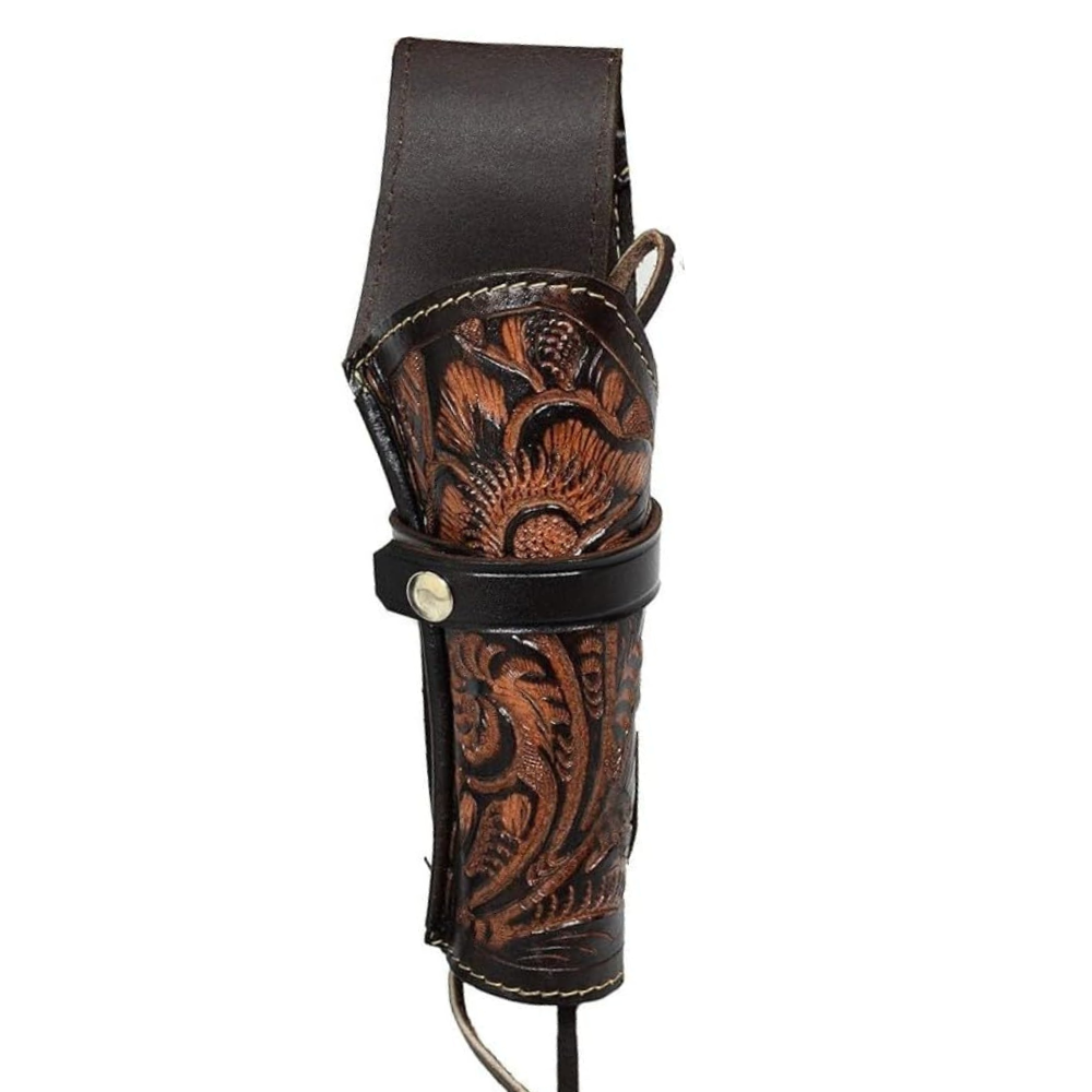 Hip Draw Tooled Leather Holster  - Brown