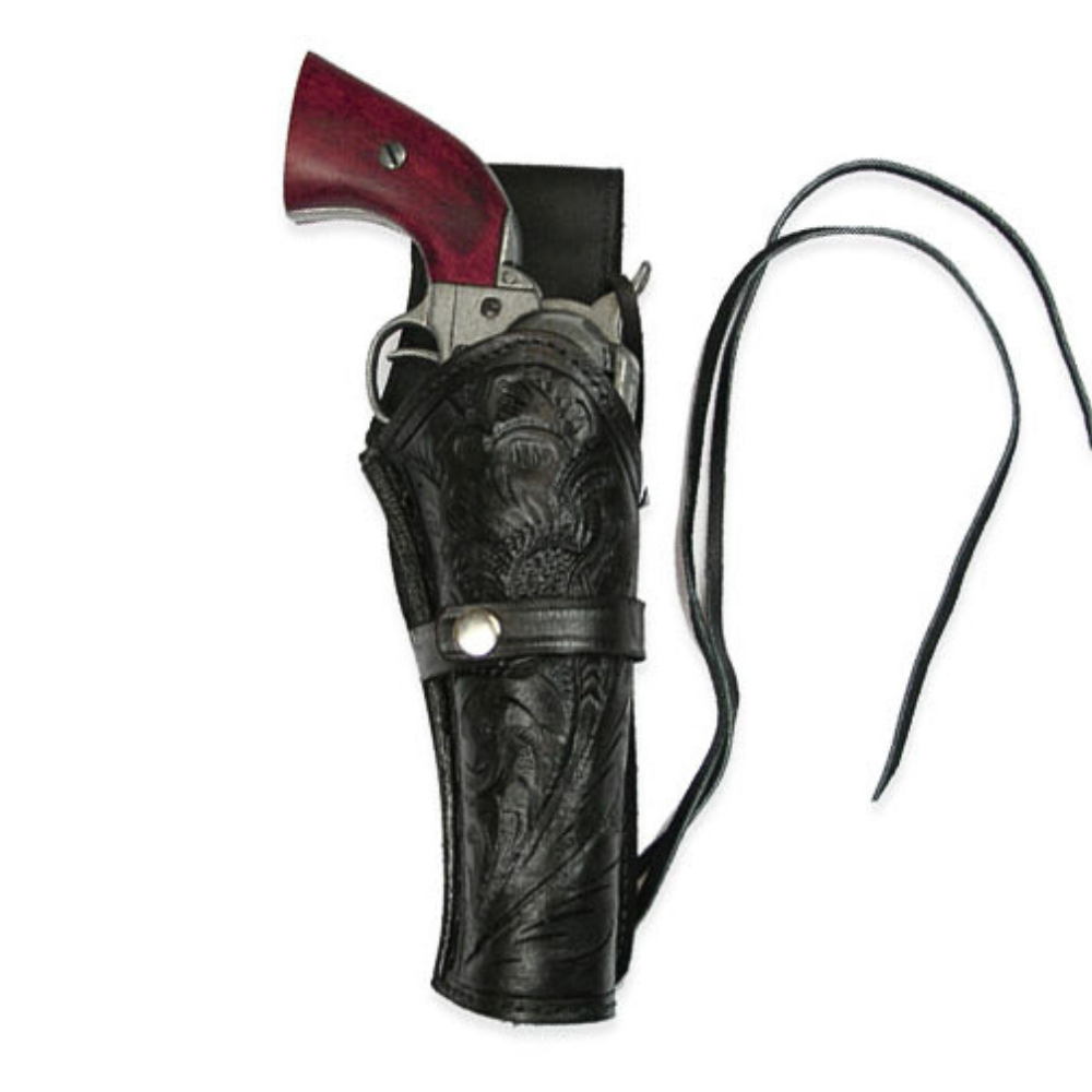 Hip Draw Tooled Leather Holster - Black