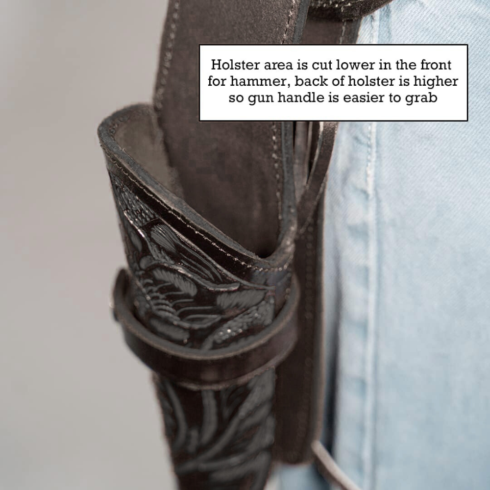 22 Caliber Revolver Leather Holster Belt - Black