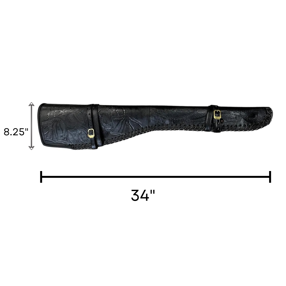 Mexican Leather Rifle Scabbard / Shotgun Sleeve - Black