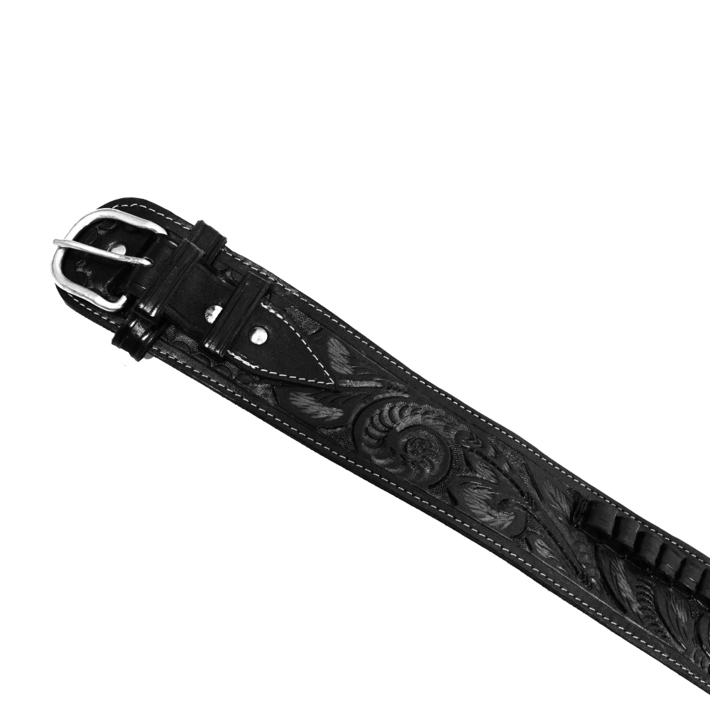22 Caliber Revolver Leather Holster Belt - Black