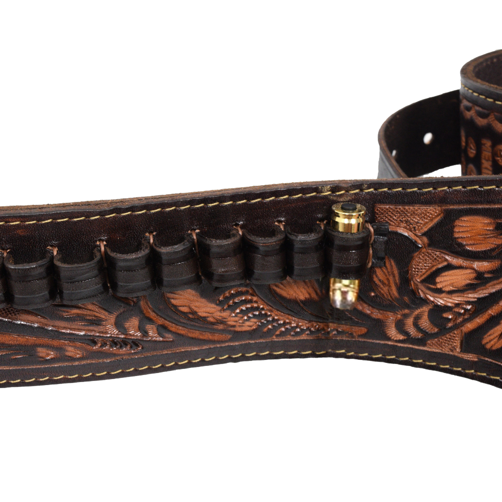 22 Caliber Western Leather Holster Belt - Brown