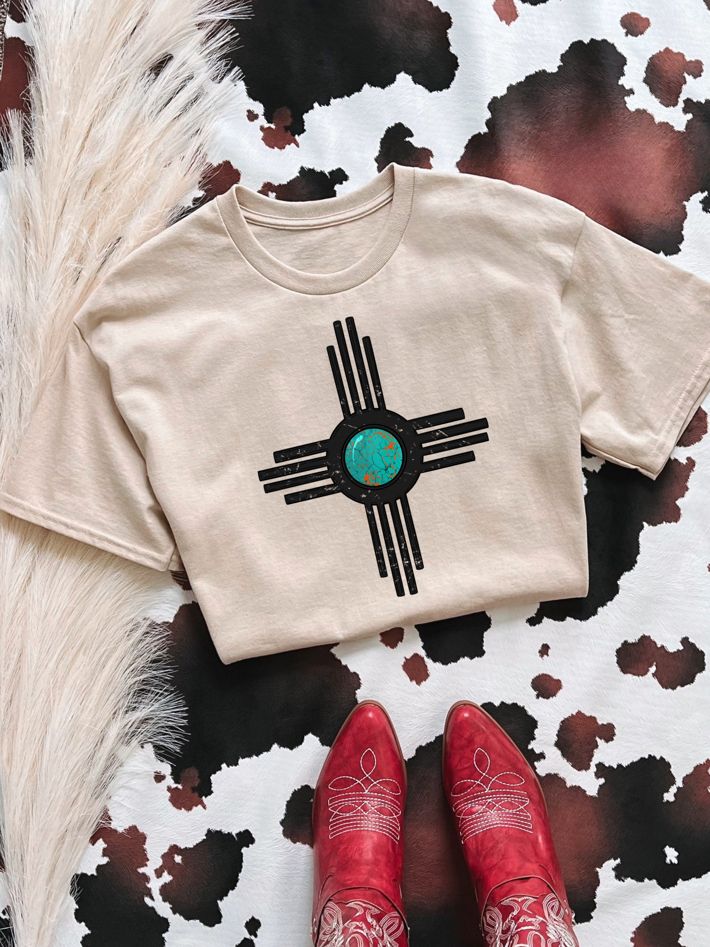 Turquoise Zia Graphic Tee