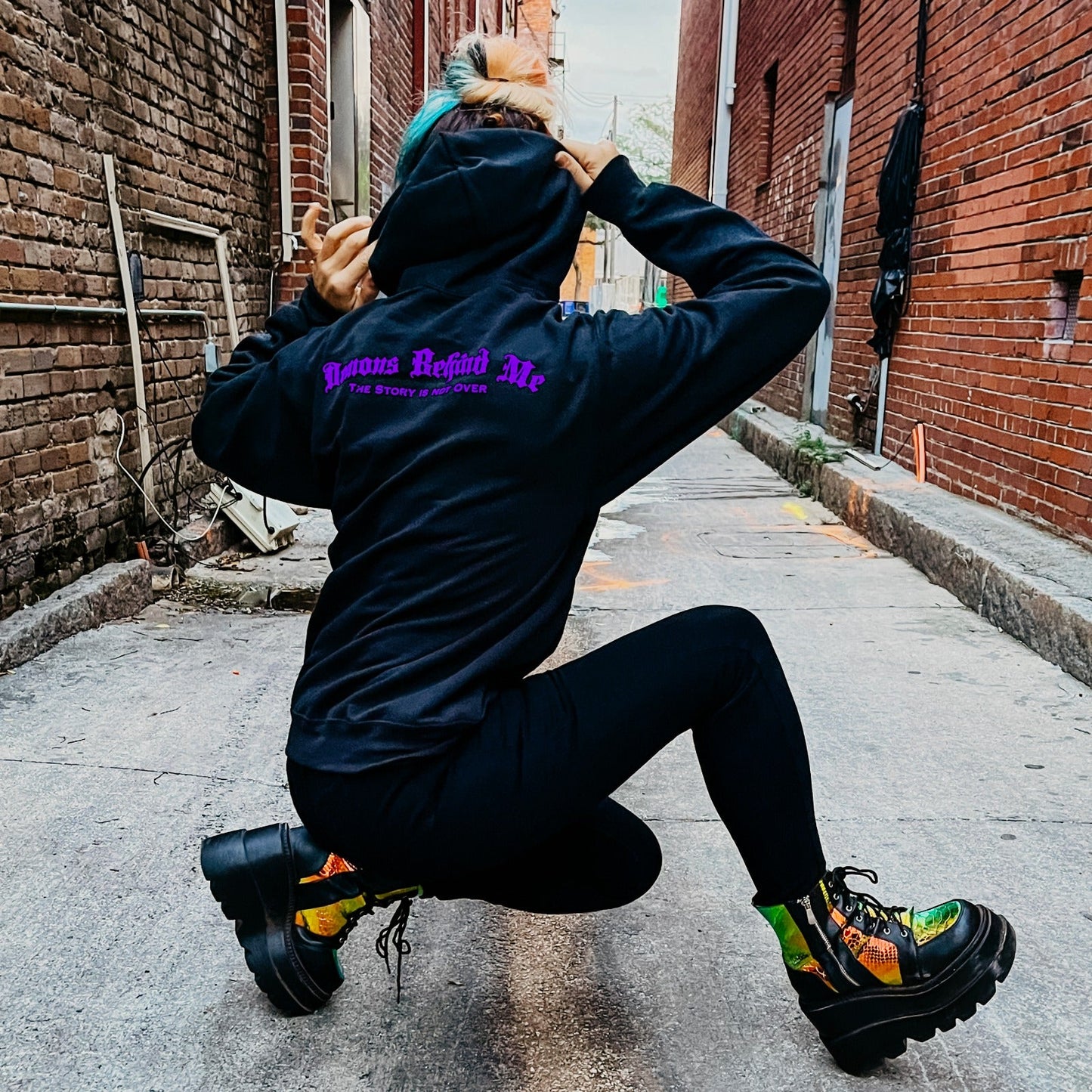 Semicolon Unisex Black & Purple Hoodie