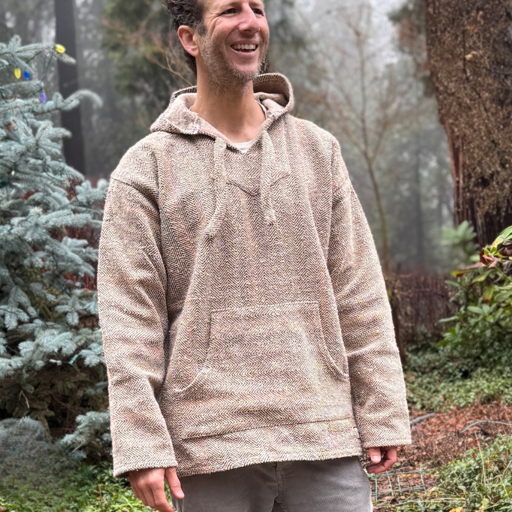 Baja Hoodie Mexican Pullover Sweater - Natural
