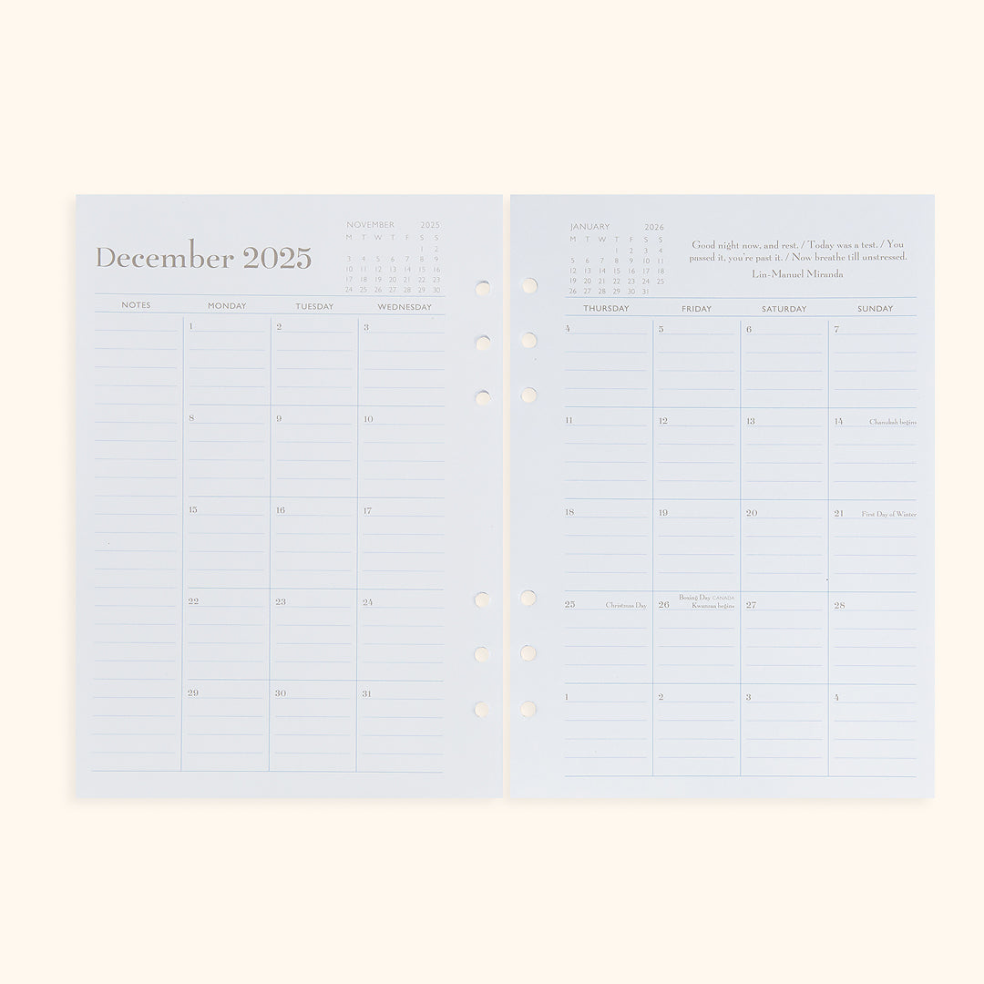 A5 Inserts for Weekly Planner Personal Portfolio 2026
