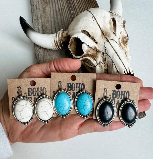 Western Oval Earrings Studs