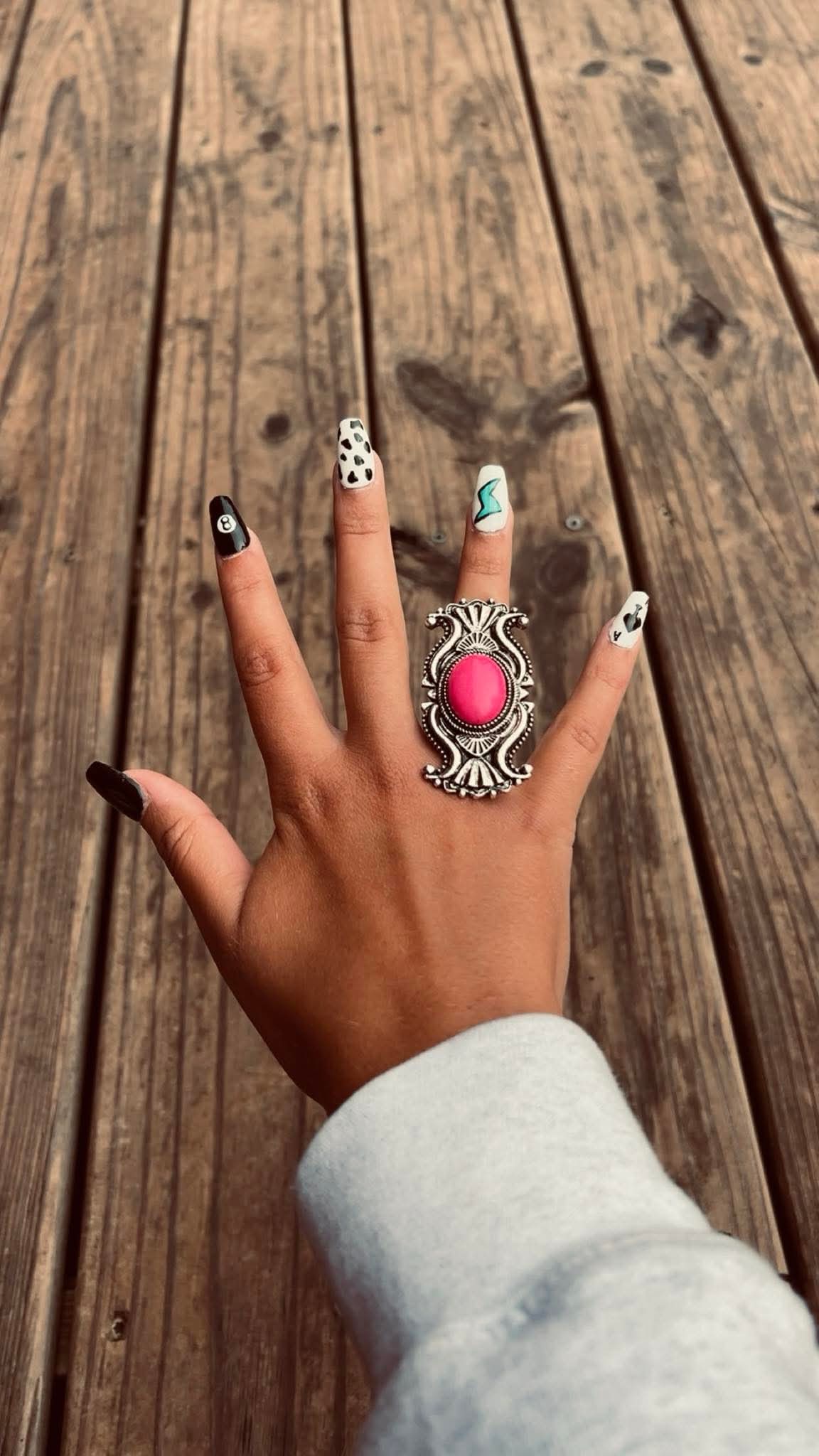 Adjustable Concho Ring with Faux Pink Stone