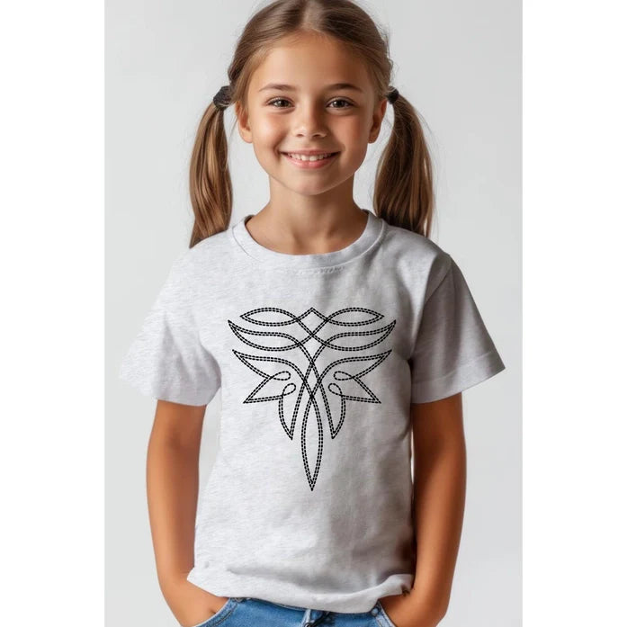Kids Ash Grey Fancy Boot Stitch Tee