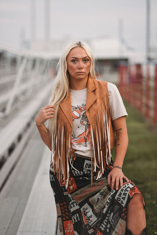 Agatha Western Rodeo Lined Full Length Mesh Skirt - Small and XL remaining