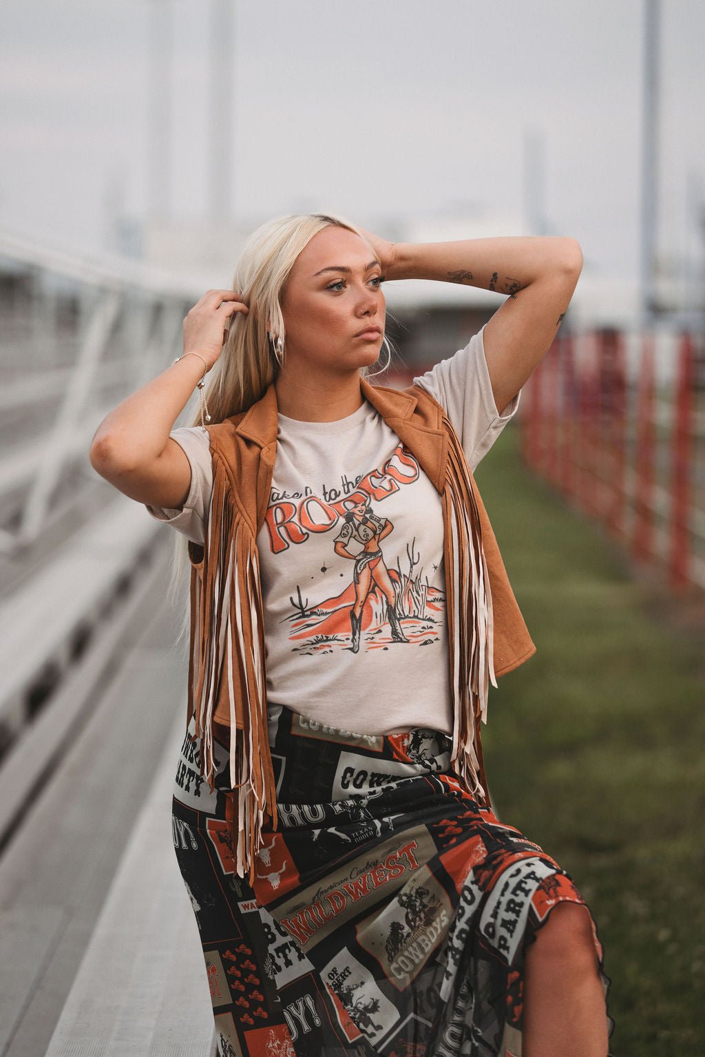 Agatha Western Rodeo Lined Full Length Mesh Skirt - Small and XL remaining