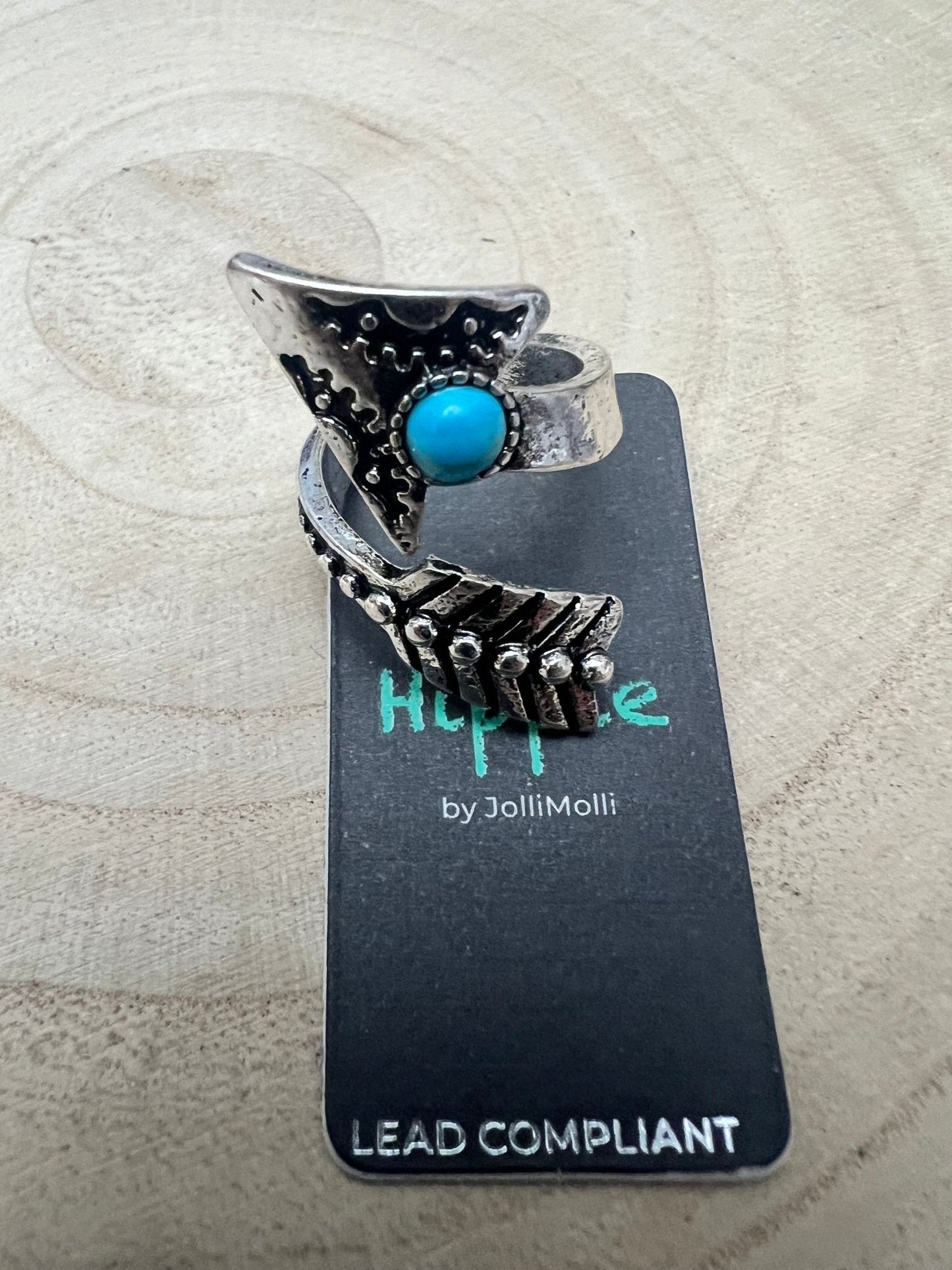 Arrow Head Cuff Ring with Faux Turquoise Stone
