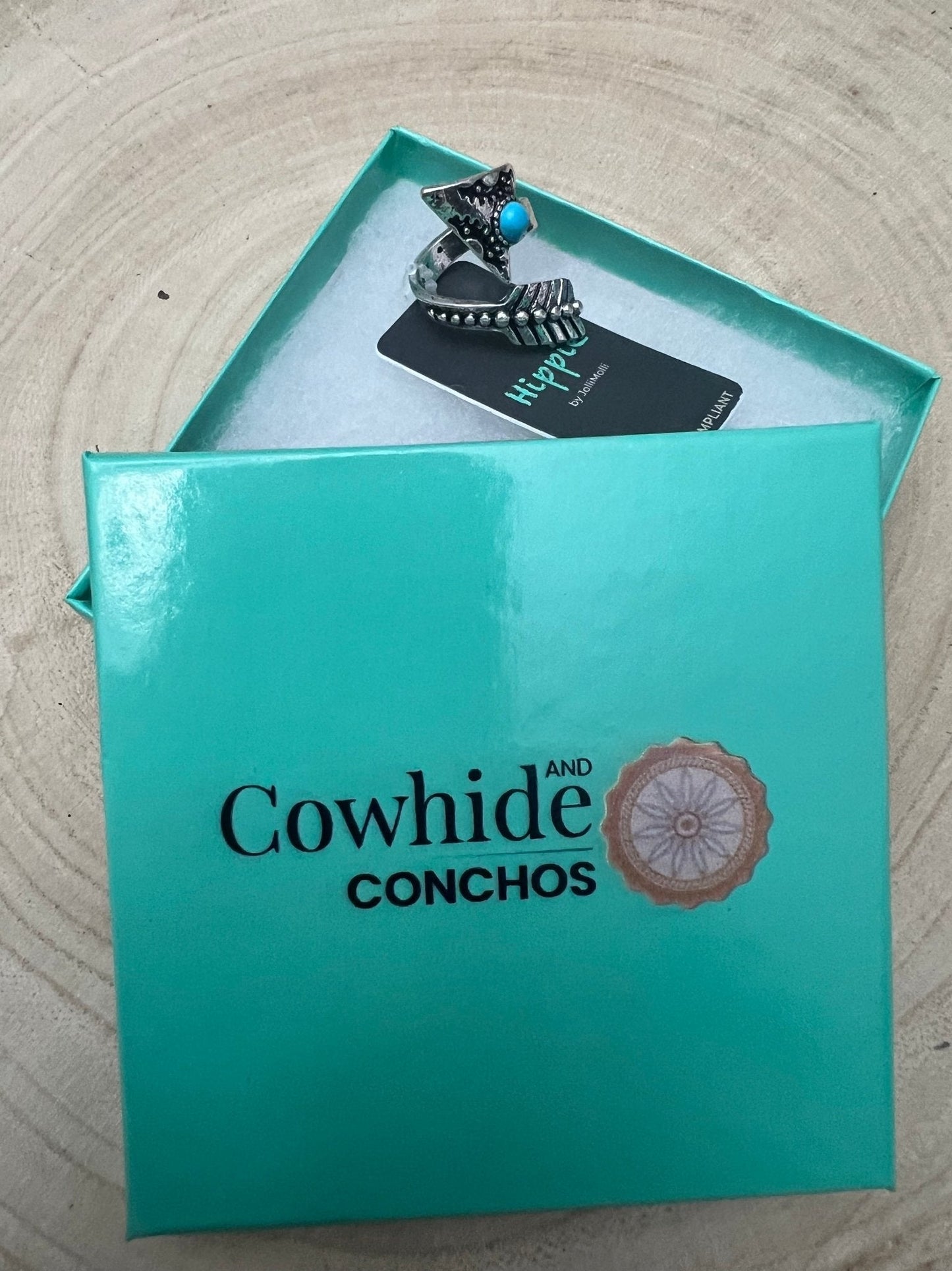 Arrow Head Cuff Ring with Faux Turquoise Stone