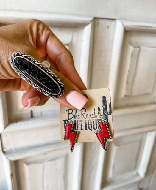 Western Lightning Bolt Thunder Earrings