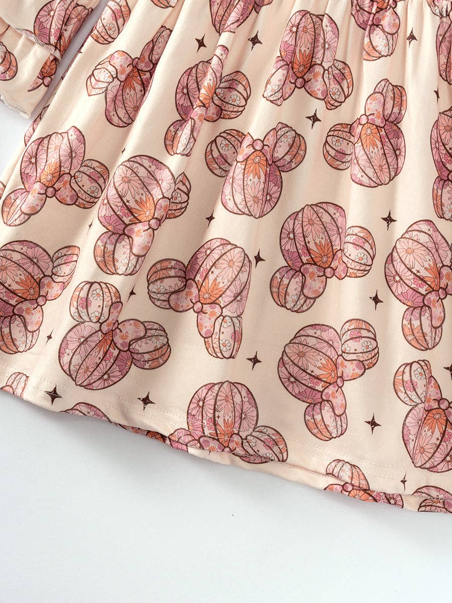 Floral Pumpkin Print Girl Dress