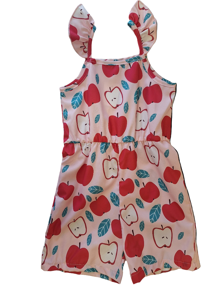 Cute Apple Print Short Romper