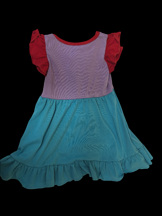 Multicolored Short Ruffle Sleeve Dress