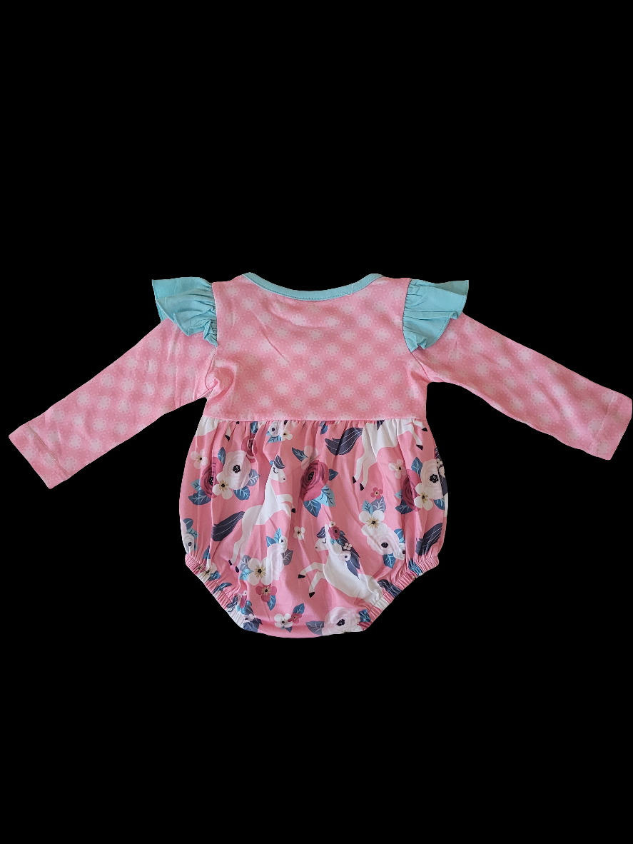 Girls  Checked and Floral Print Bubble Romper