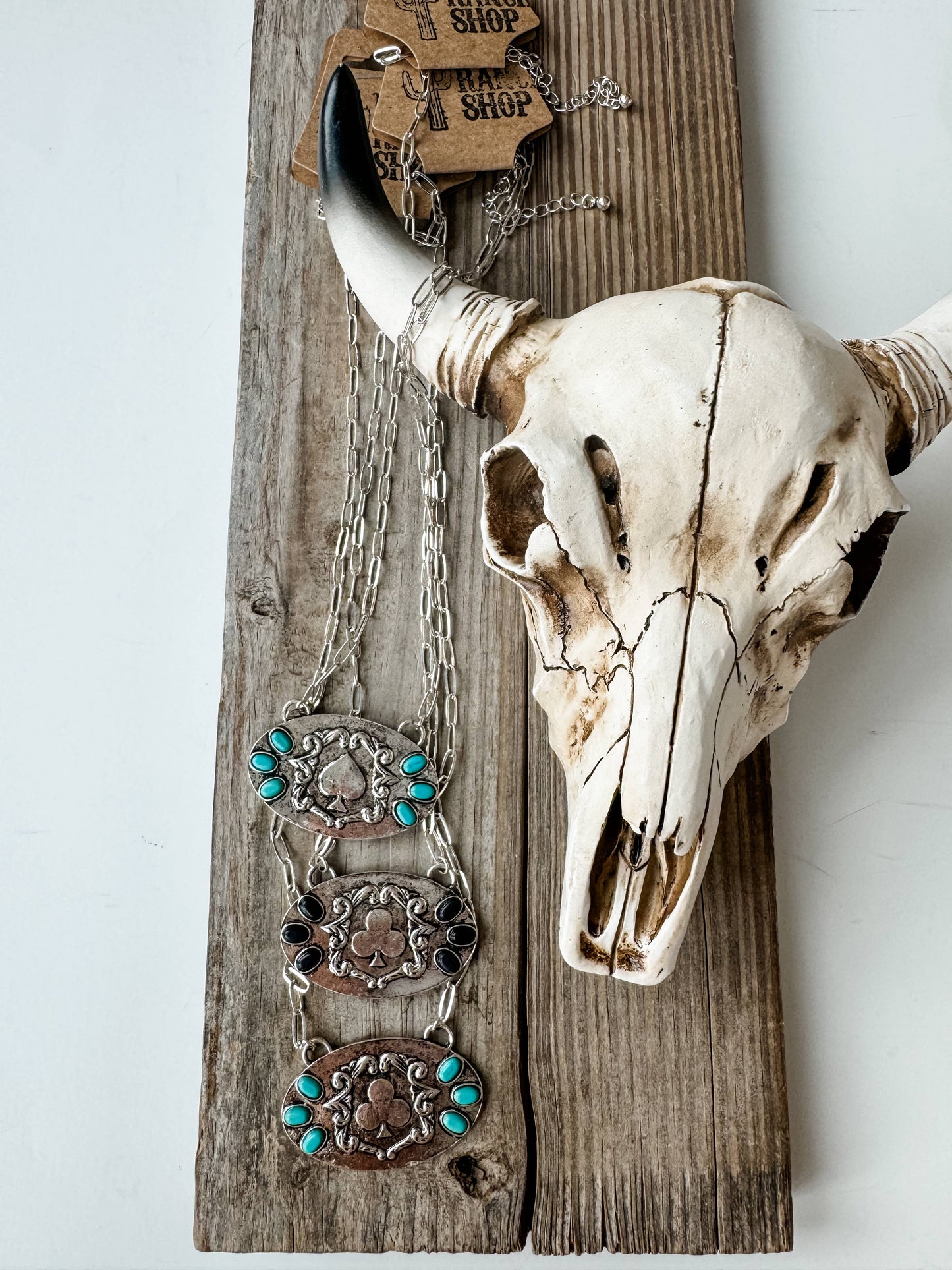 Western Card Theme Metal Necklace