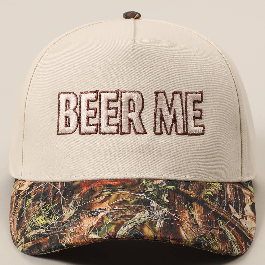 BEER ME Embroidered Trucker Hat - Leopard or Camo