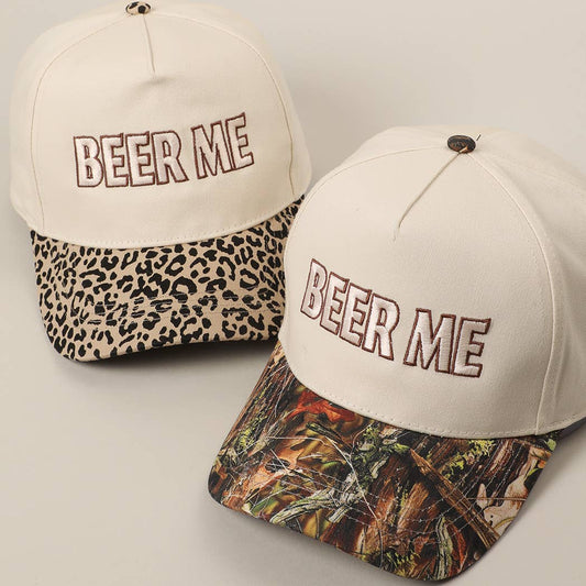 BEER ME Embroidered Trucker Hat - Leopard or Camo
