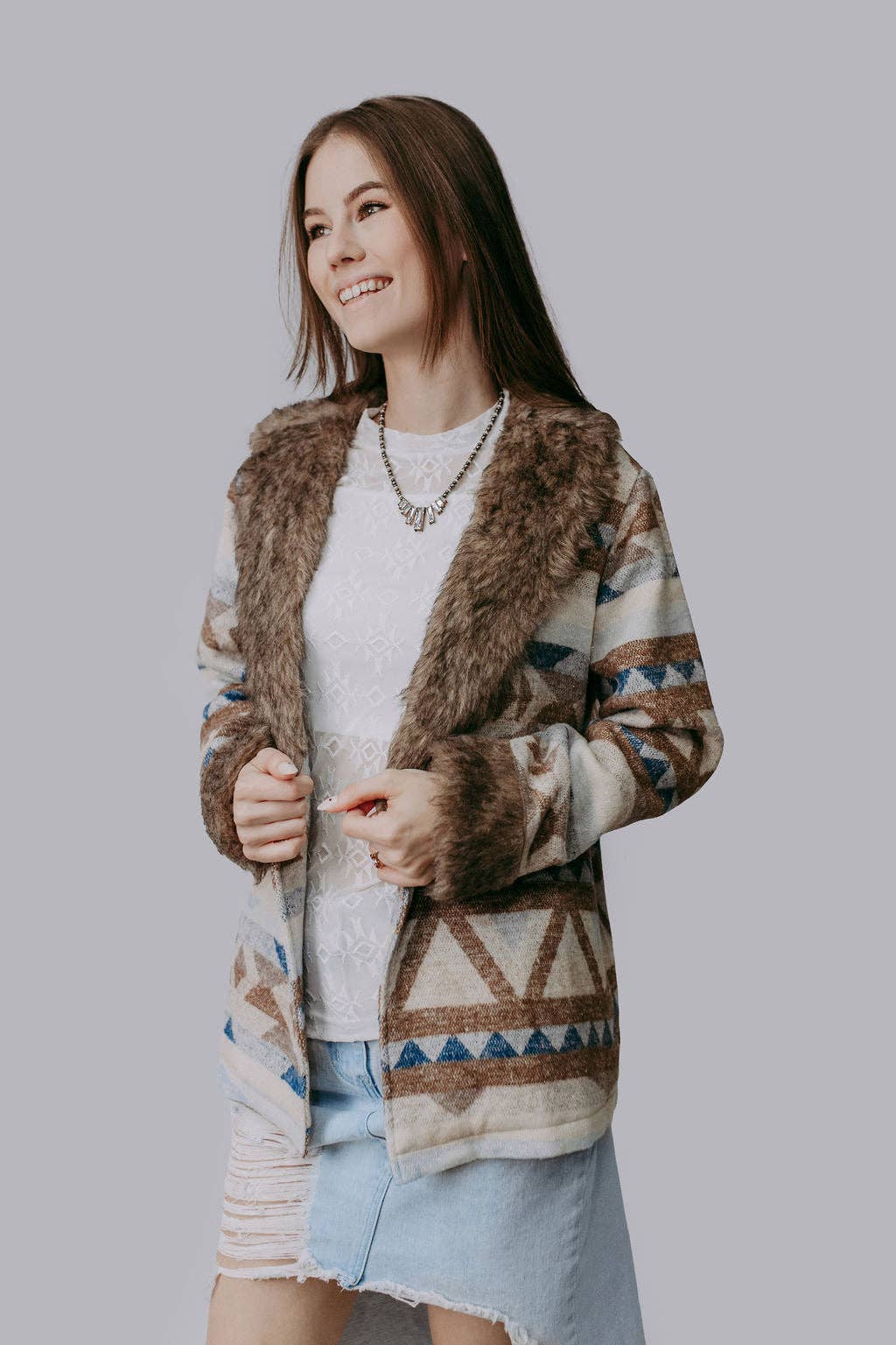 Belle of the West Fur Trimmed Coat