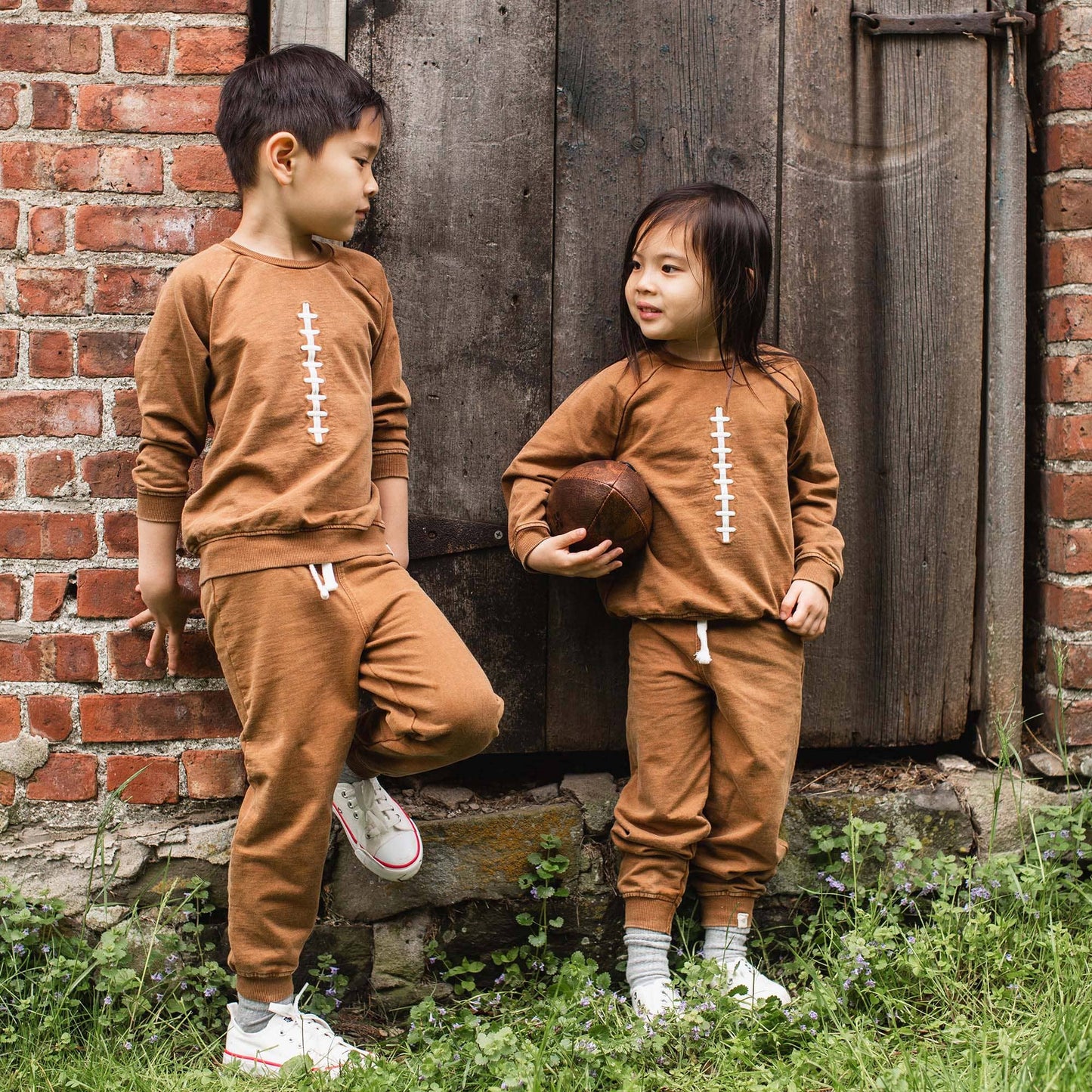 Acid Wash Football Toddler Sweatshirt Set