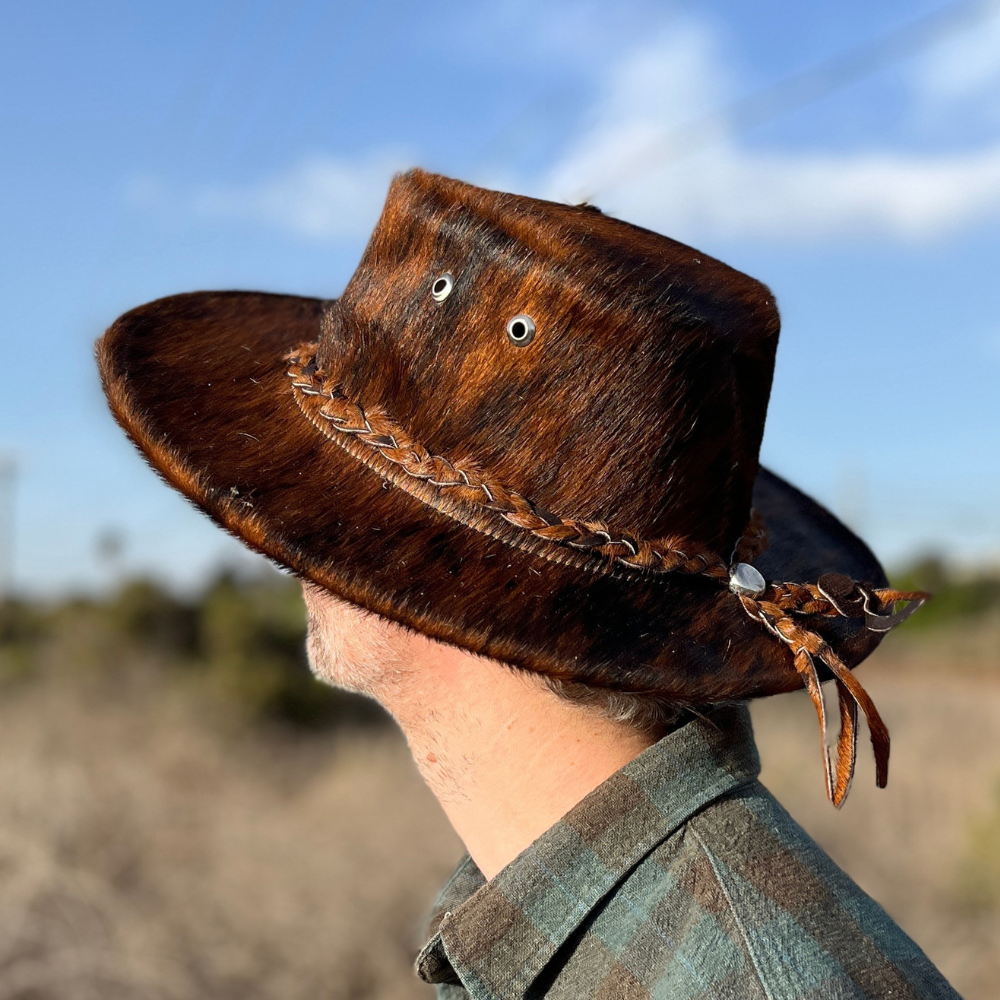 Cowhide Cowboy & Cowgirl Hat - Brown Brindle