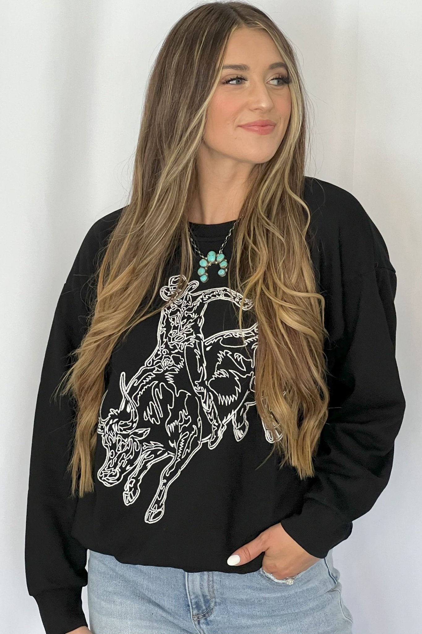 Bull Rider Embroidered Sweatshirt
