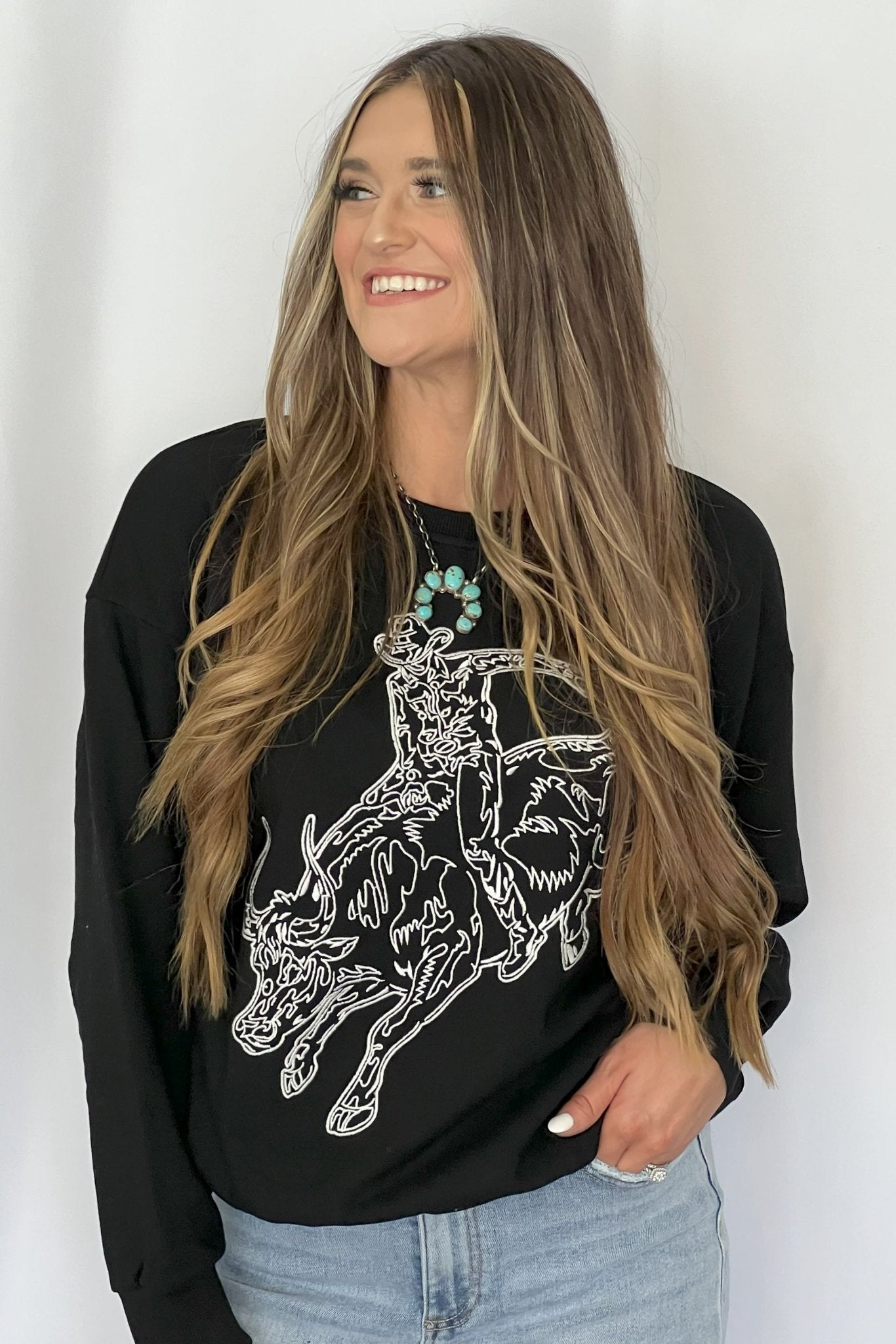 Bull Rider Embroidered Sweatshirt