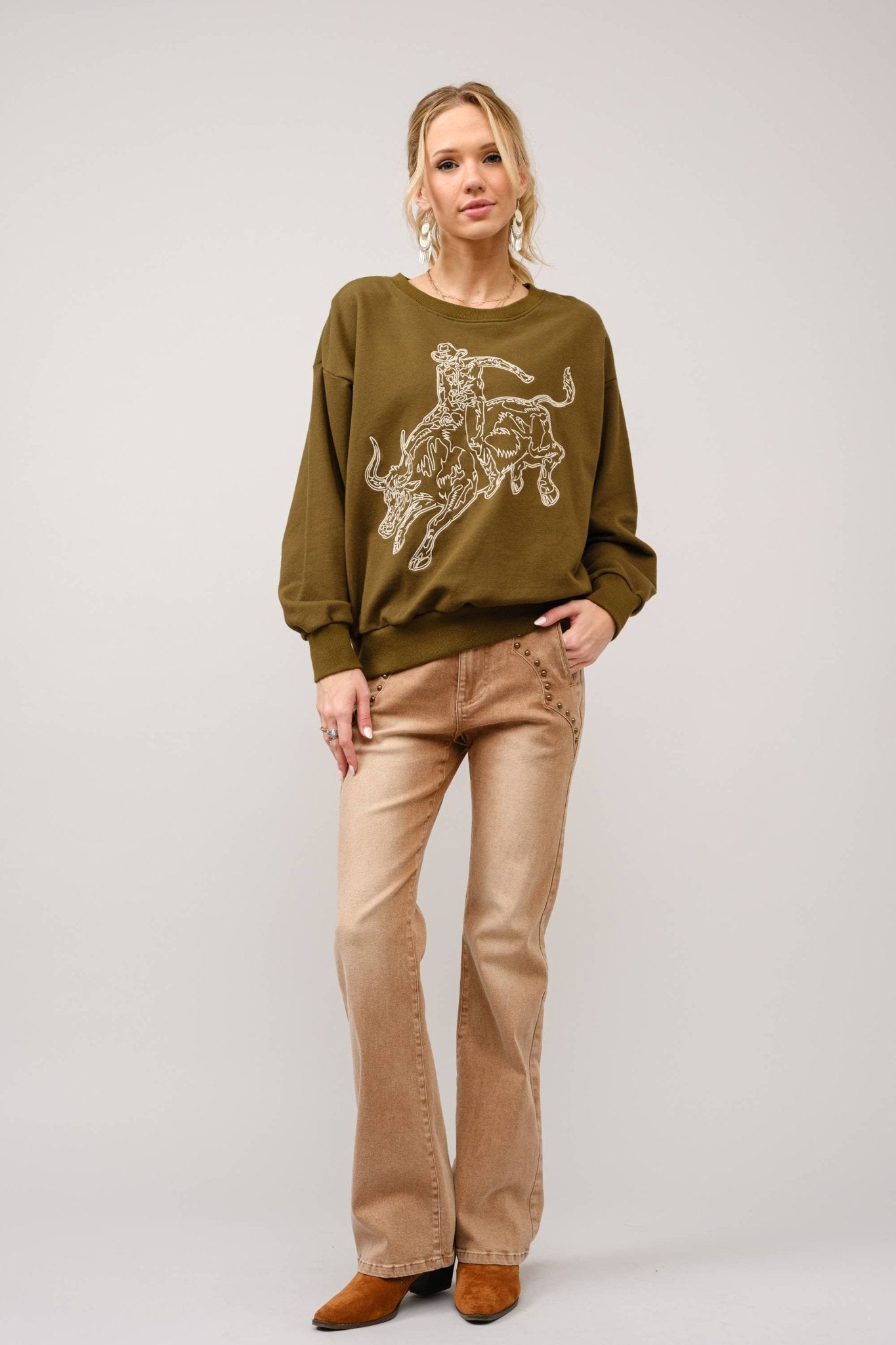 Bull Rider Embroidered Sweatshirt