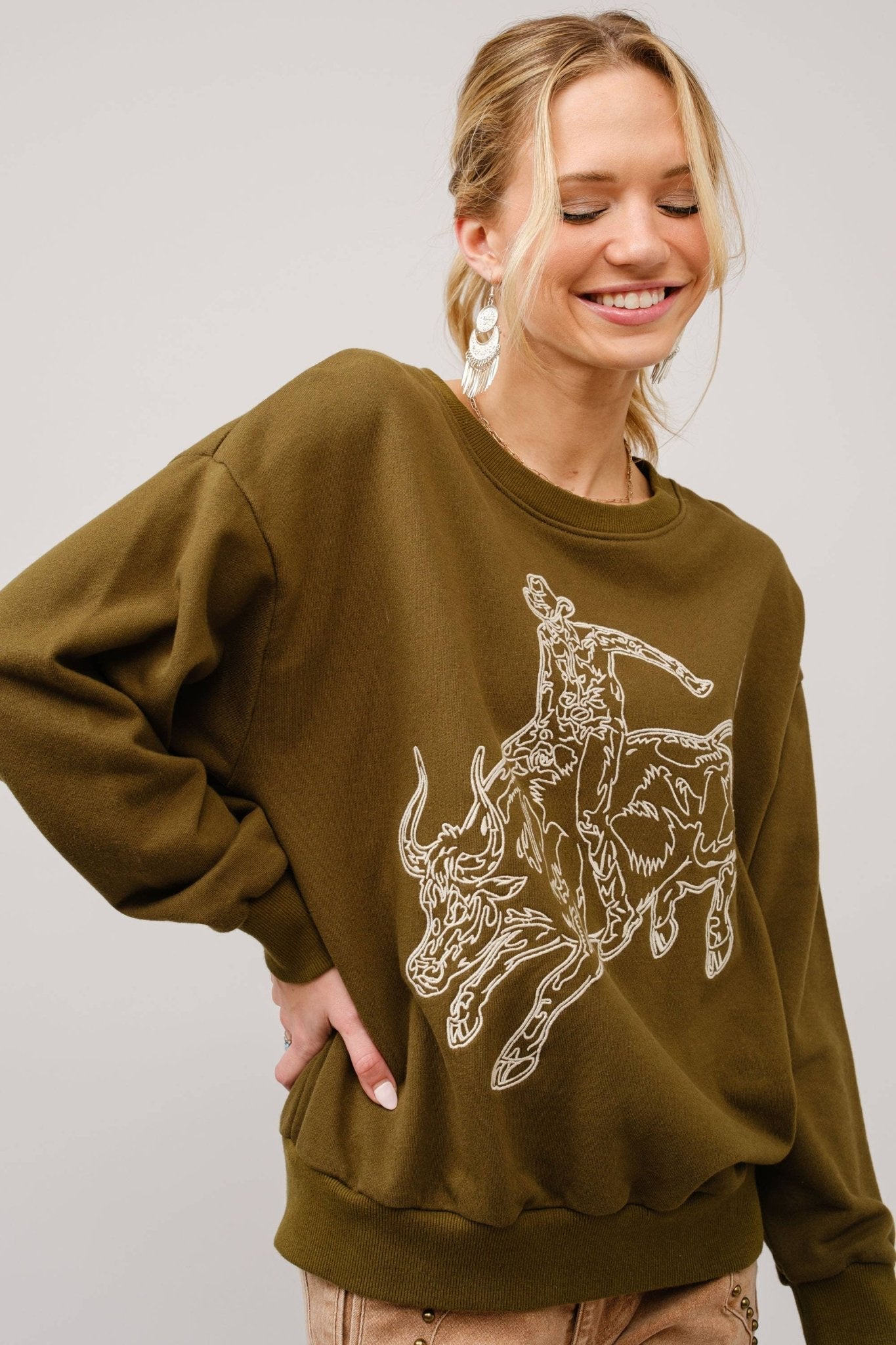 Bull Rider Embroidered Sweatshirt