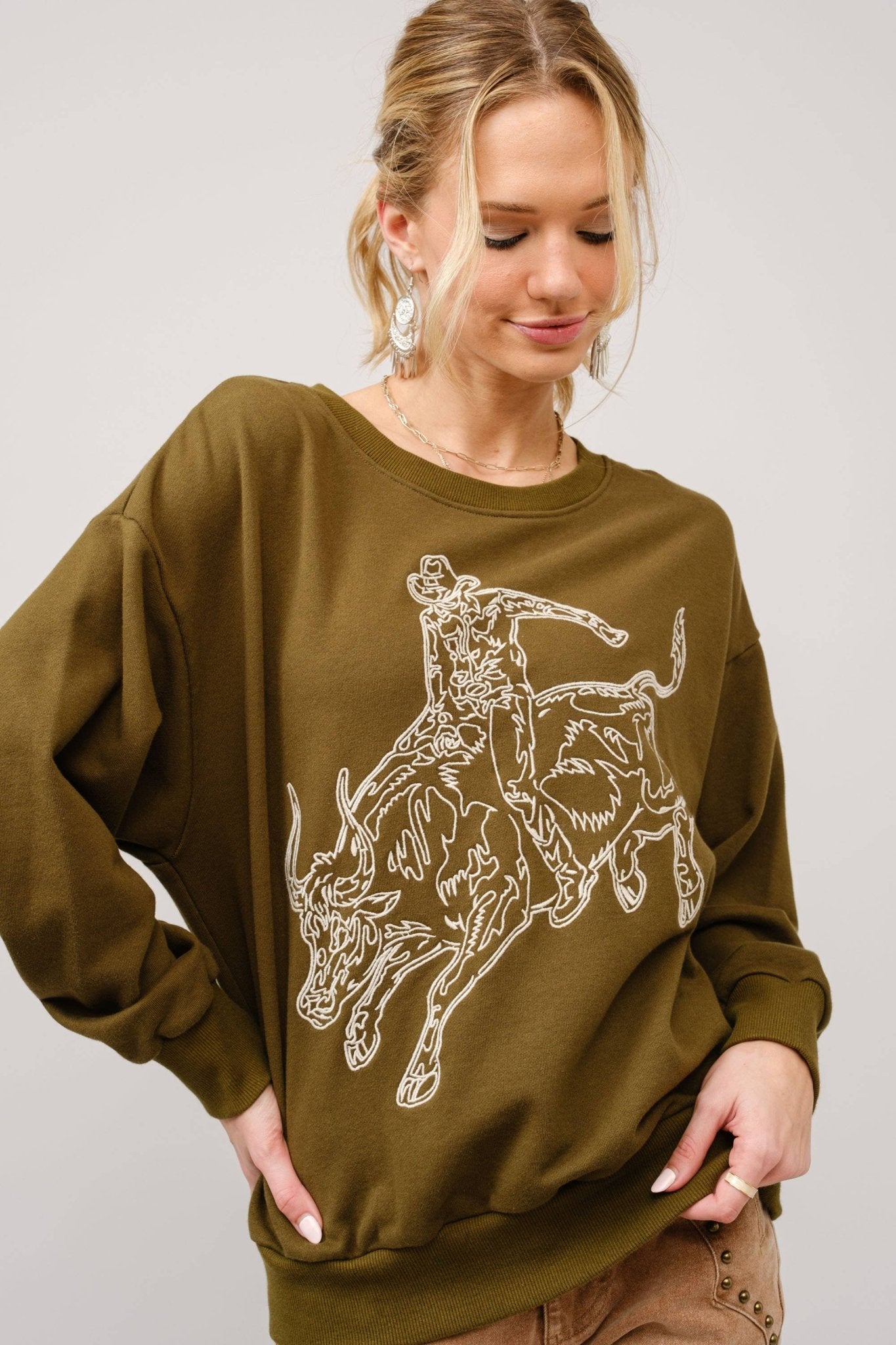 Bull Rider Embroidered Sweatshirt