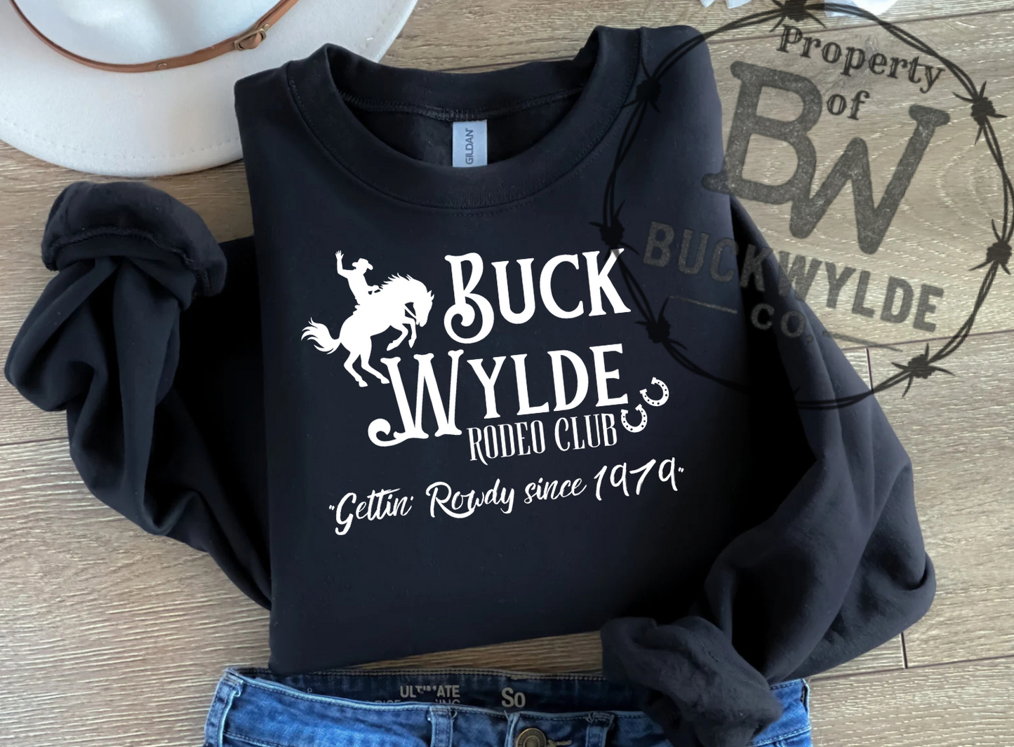 Buckwylde Original Rowdy since 79 Rodeo Club Crewneck