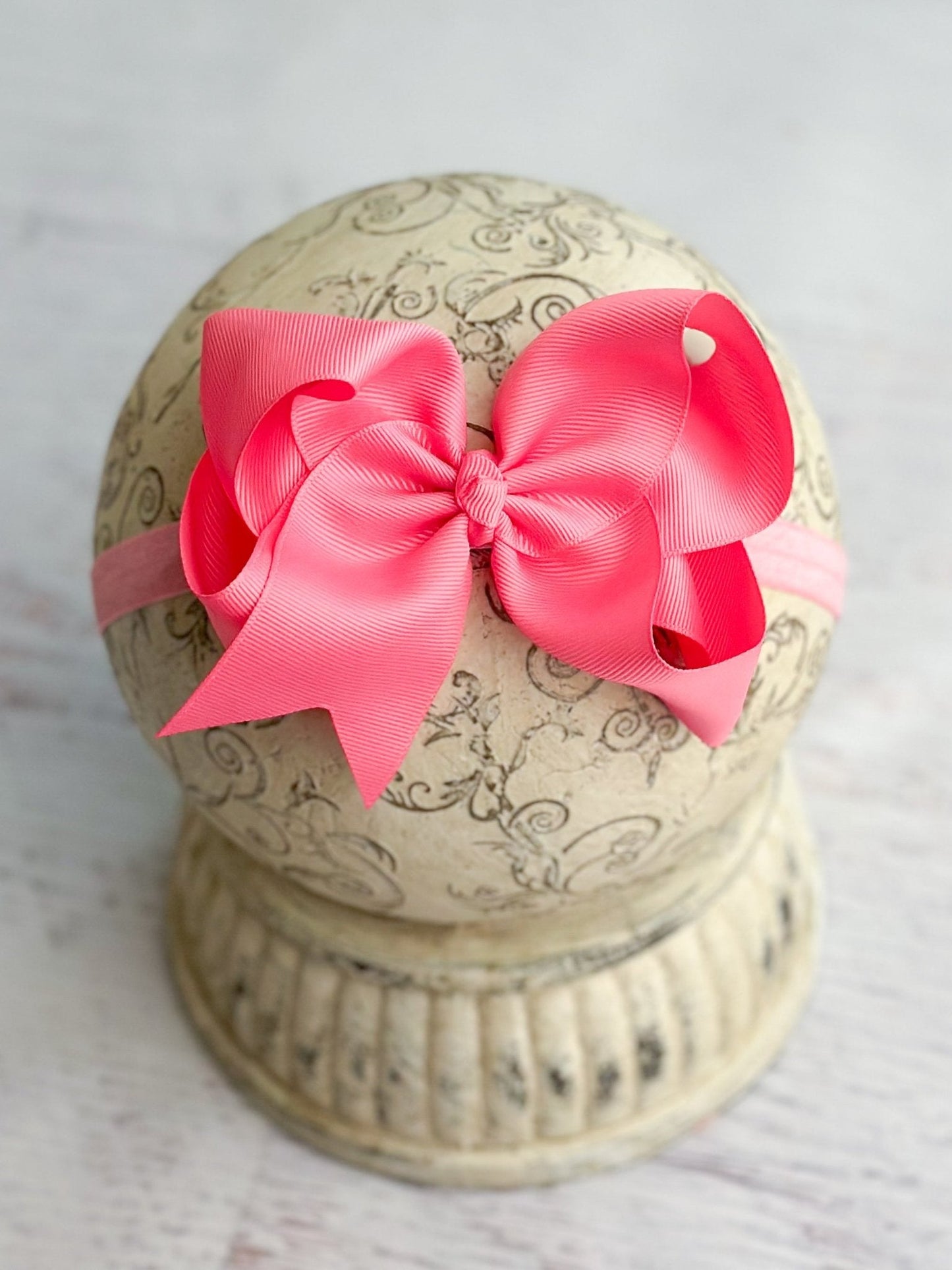 Classic Grosgrain Hair Bow - Satin Headband - 4.5"