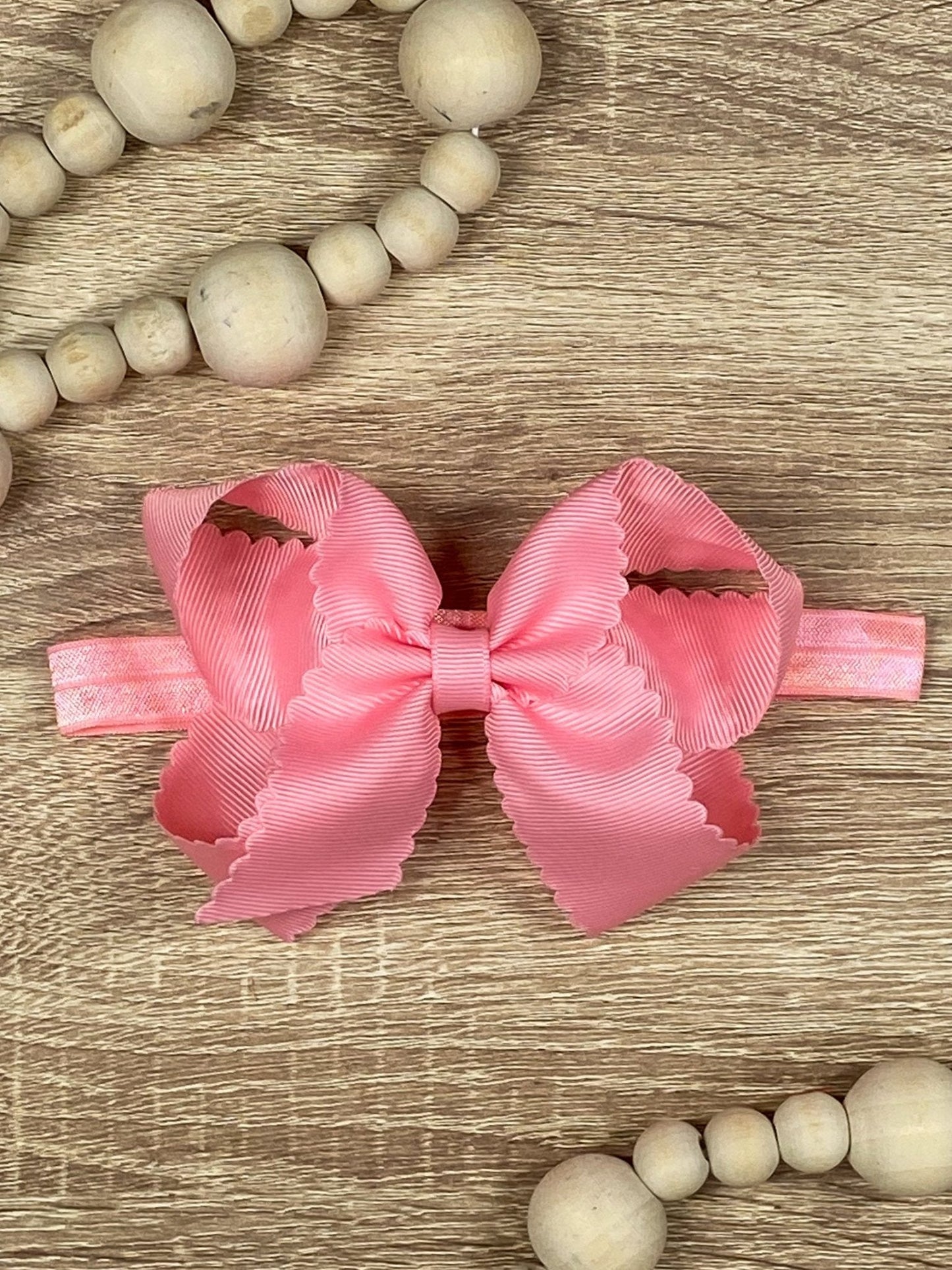 Classic Scalloped Bow - Headband - 4.5"