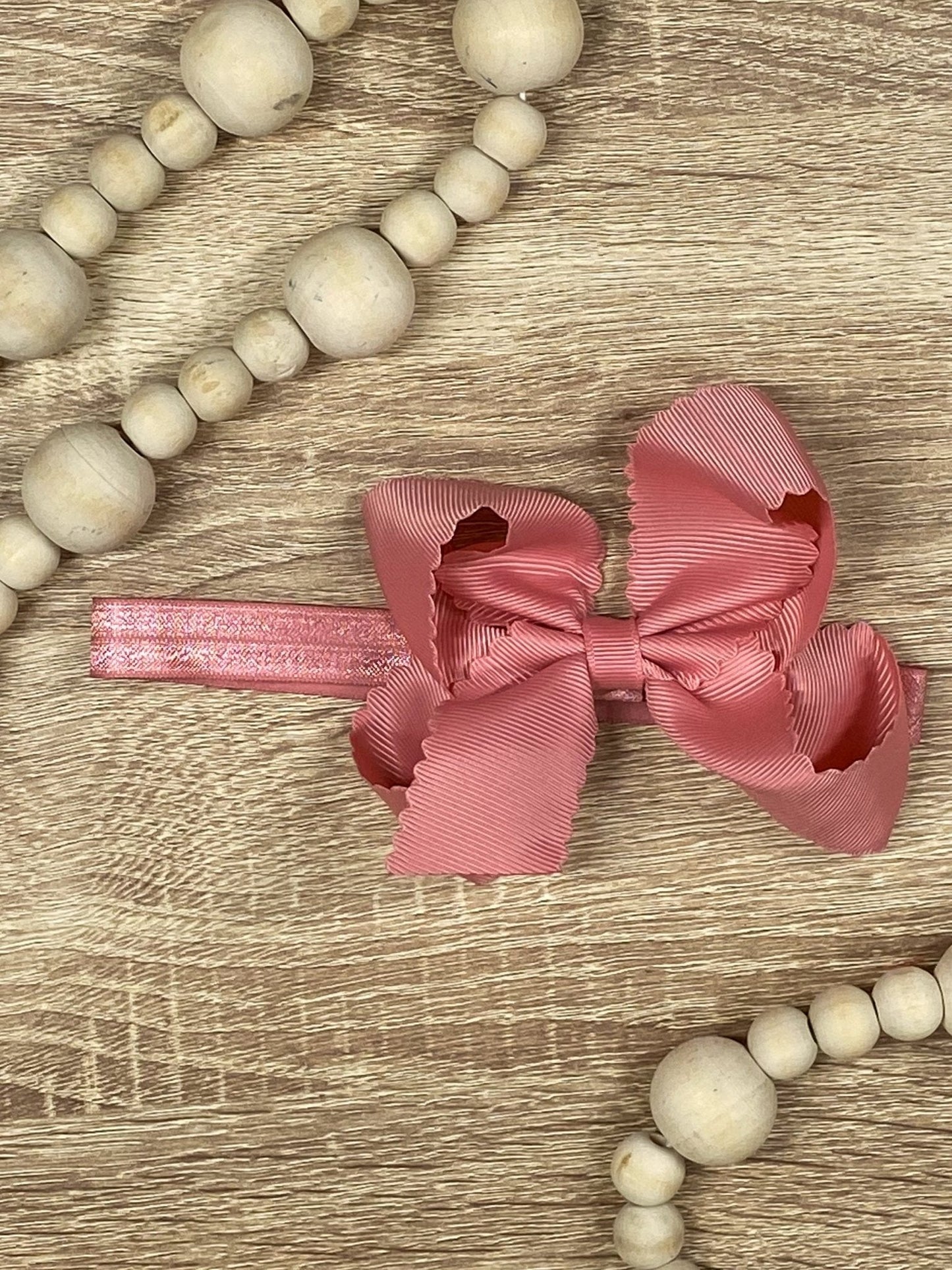 Classic Scalloped Bow - Headband - 4.5"