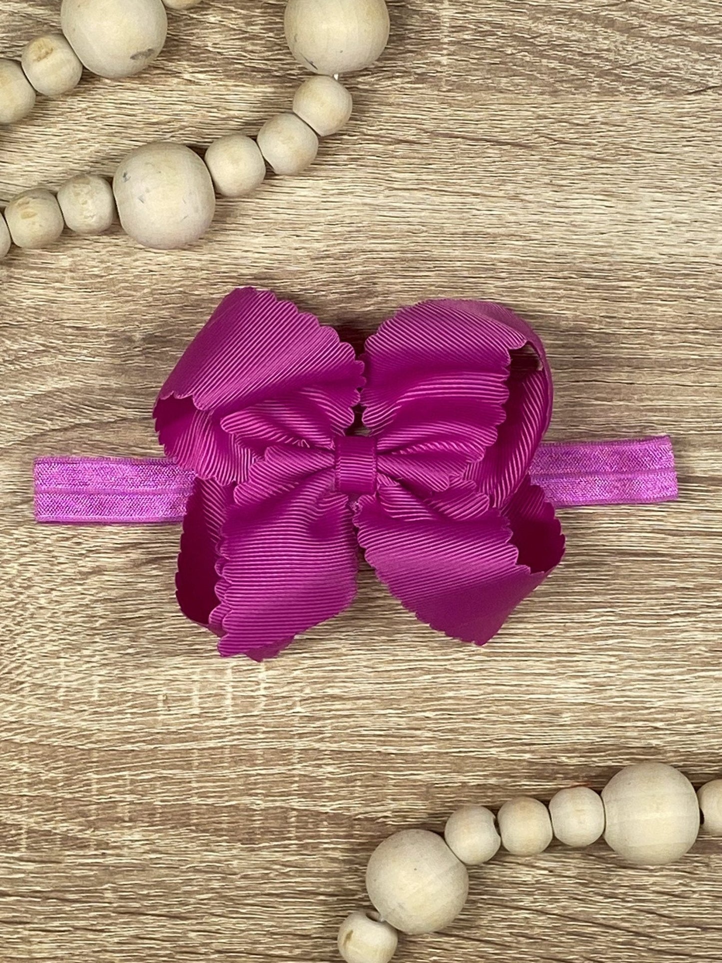 Classic Scalloped Bow - Headband - 4.5"