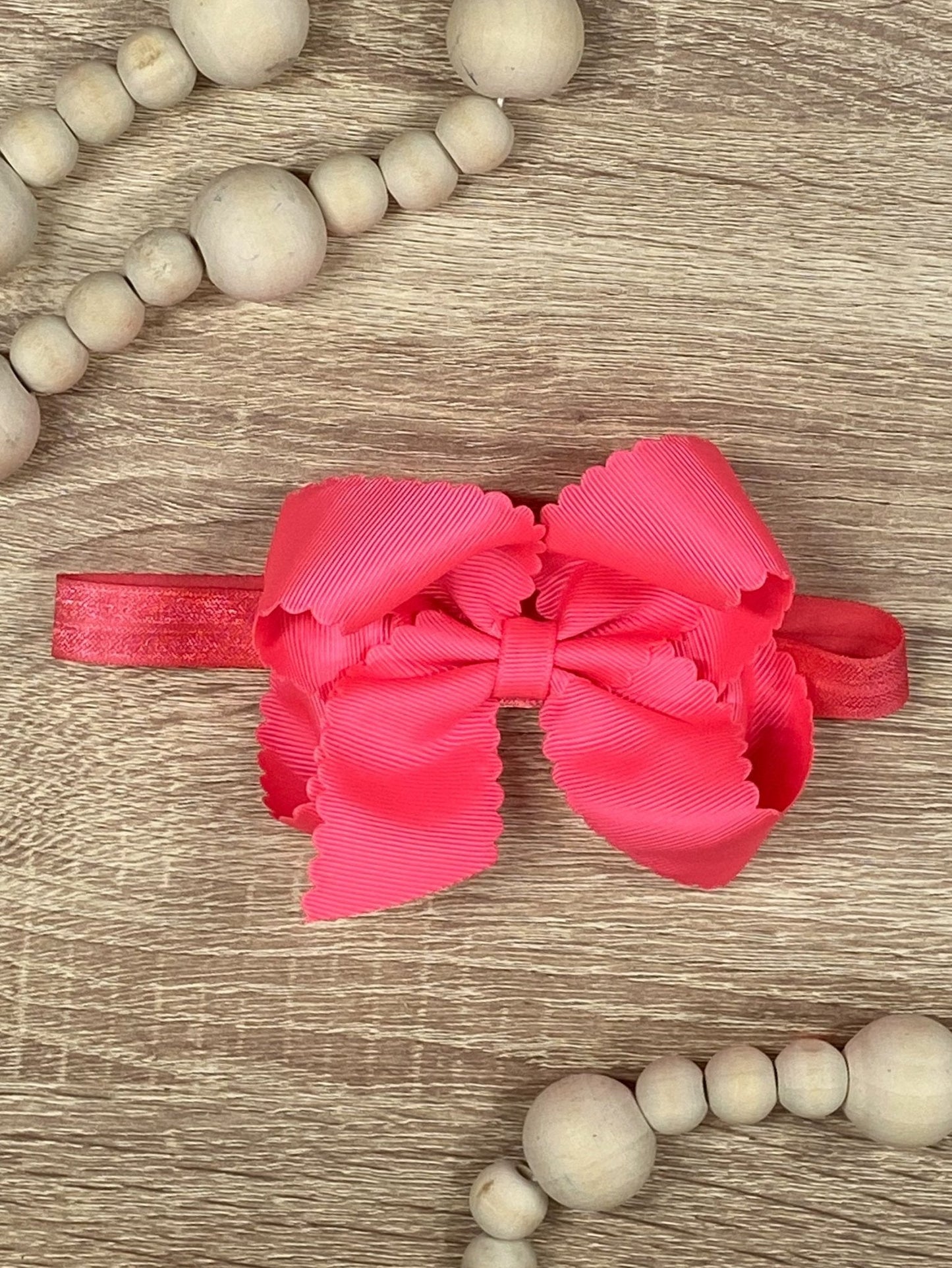 Classic Scalloped Bow - Headband - 4.5"