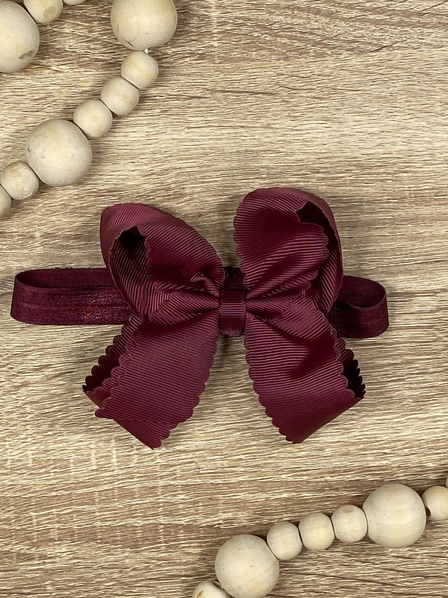 Classic Scalloped Bow - Headband - 4.5"