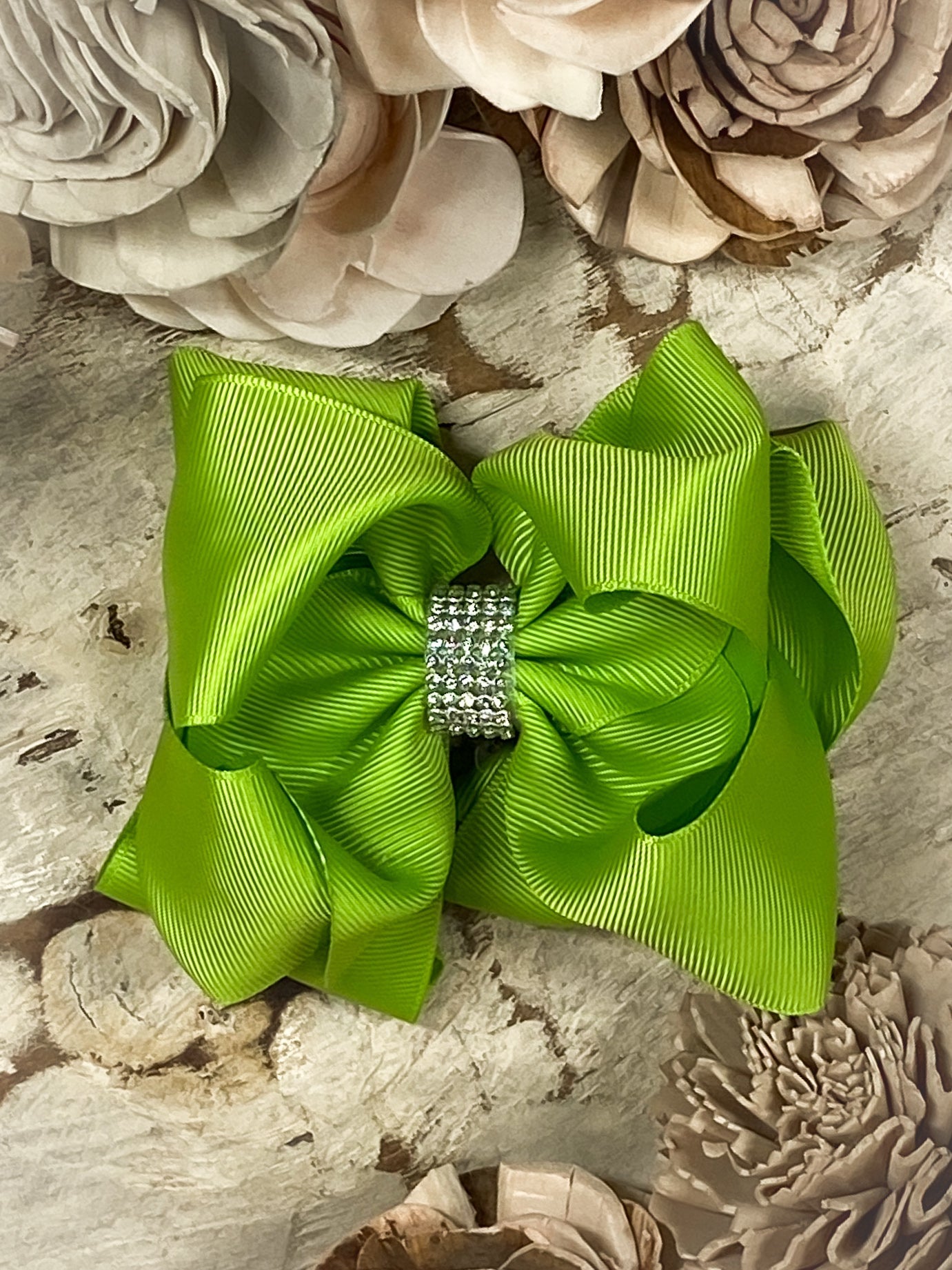 Classic Size Rhinestone Center Hair Bows - Alligator Clip - 4.5"