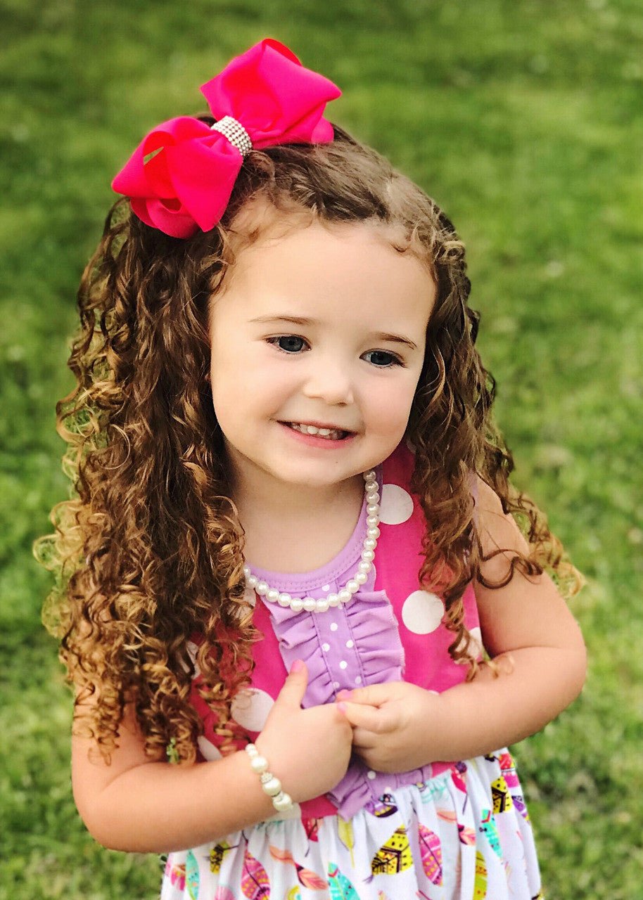 Classic Size Rhinestone Center Hair Bows - Alligator Clip - 4.5"