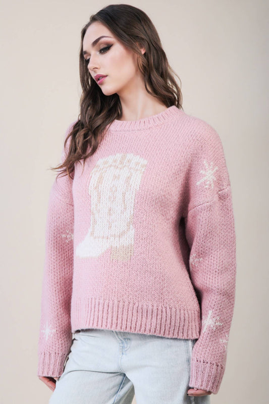 Cowboy Boots Knit Sweater