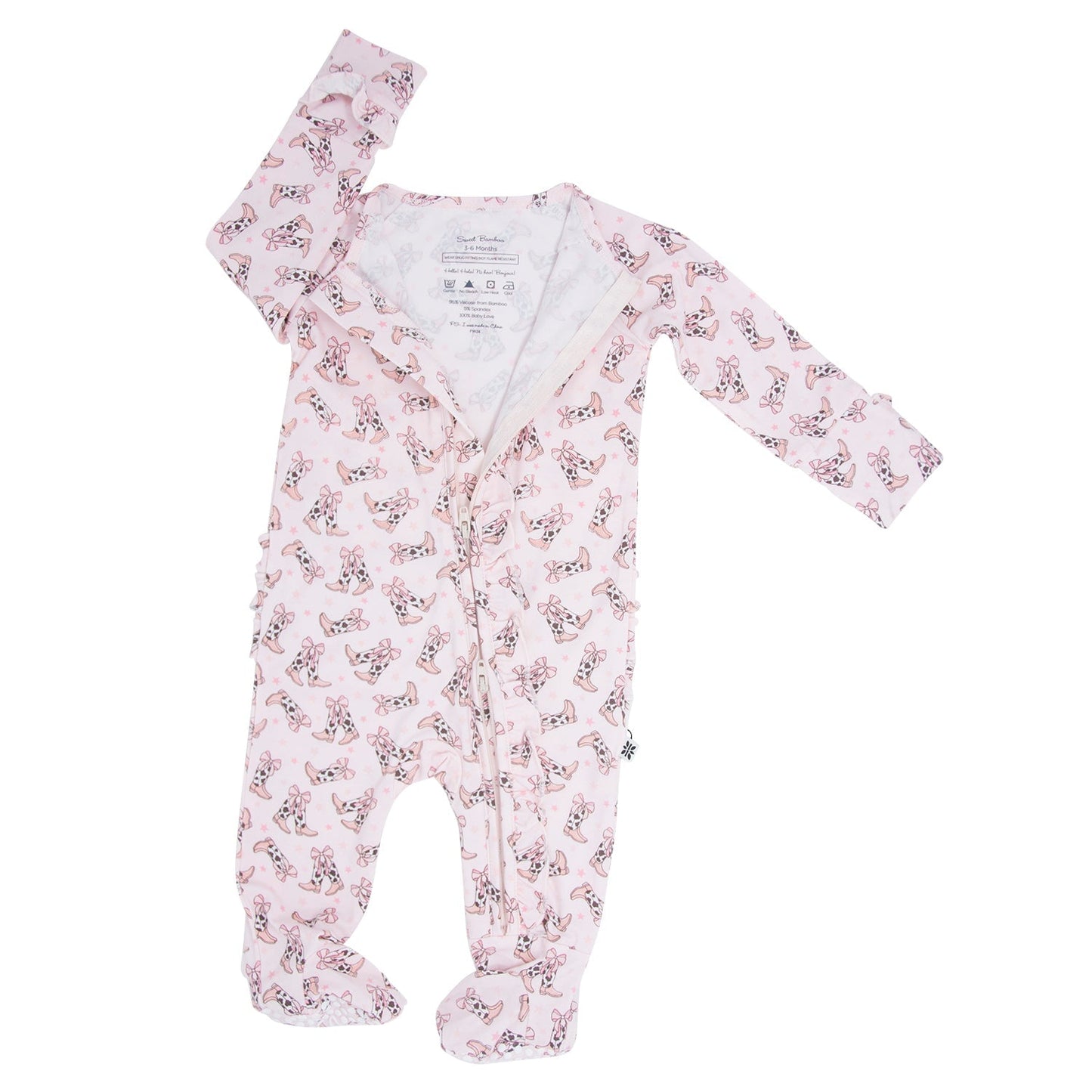 Cowhide Boots Bows Ruffle Footie